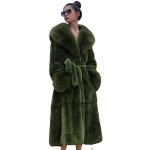 Vestes d'hiver vertes en fourrure avec col en fourrure Taille L look fashion pour femme en promo 