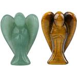 Statuettes d'anges vertes en cristal à motif tigres 