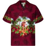 Chemises hawaiennes rouges en coton Taille 3 XL look casual pour homme 