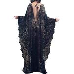 Robes longues en dentelle noires en dentelle à paillettes maxi Tailles uniques look sexy pour femme 