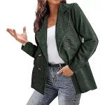 Manteaux d'automne verts en velours à capuche à capuche Taille XL look casual pour femme 