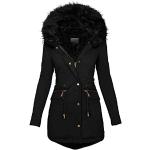 Vestes d'hiver noires en fourrure à capuche Taille 3 XL look fashion pour femme en promo 