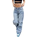 Jeans larges bleues claires stretch Taille S plus size look fashion pour femme en promo 