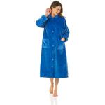 Robes de chambre boutonnées bleu canard en polaire Taille M look fashion pour femme en promo 