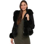 Manteaux La Modeuse noirs en fausse fourrure à capuche à capuche Taille M look fashion pour femme 