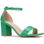 Sandales à brides La Modeuse vertes à bouts ouverts Pointure 39 avec un talon entre 7 et 9cm look fashion pour femme 