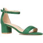 Sandales à brides La Modeuse vertes à talons carrés Pointure 37 look fashion pour femme 