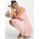 Robes trapèze Lace & Beads rose pastel en tulle Taille M classiques pour femme en promo 