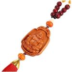 Pendentifs Lachineuse rouges en bois à perles à motif Bouddha look asiatique 