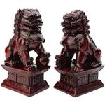 Statuettes Lachineuse rouges en résine à motif lions de 17 cm 