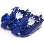 Chaussures montantes pour baptême bleus foncé en cuir synthétique look fashion pour fille 