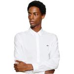 Chemises cintrées Lacoste blanches en popeline bio stretch Taille M look fashion pour homme en promo 