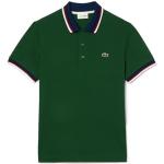 Polos Lacoste vert sapin à rayures à rayures stretch Taille L look fashion pour homme en promo 