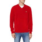 Pullovers Lacoste rouges en jersey bio à col en V Taille S look fashion pour homme 