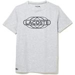 T-shirts de sport Lacoste argentés en jersey bio à manches courtes à col rond Taille L look fashion pour homme en promo 