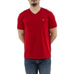 T-shirts col V Lacoste rouges en jersey à manches courtes à col en V Taille 5 XL look fashion pour homme 
