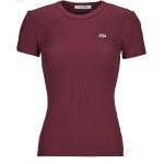 T-shirts Lacoste rouge bordeaux Taille M pour femme en promo 