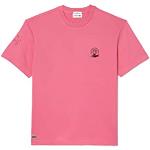 T-shirts Lacoste roses en jersey imprimé carte du monde à manches courtes bio à manches courtes à col rond Taille L look fashion pour homme 
