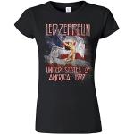 T-shirts noirs en coton à manches courtes Led Zeppelin à manches courtes Taille S look fashion pour femme 
