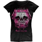 T-shirts noirs en coton à manches courtes Metallica à manches courtes Taille XL look Rock pour femme 