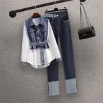 Chemises en jean de printemps bleues Taille 3 XL look fashion pour femme 