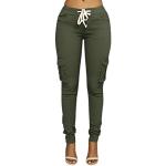 Pantalons taille haute verts Taille M look casual pour femme 