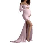 Robes de grossesse longues de mariage roses Taille M look fashion pour femme 
