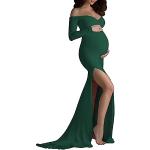 Robes de grossesse longues de mariage vertes Taille L look fashion pour femme 