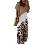 Chemises de nuit longues marron à effet léopard maxi à manches courtes Taille XXL plus size look fashion pour femme 