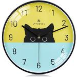 Horloges silencieuses noires en aluminium à motif chats Jake et les pirates Tic-Tac modernes 