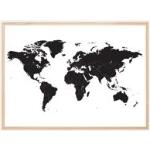 Affiches noires imprimé carte du monde format A4 