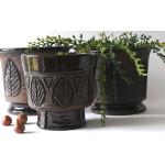 Pots de fleur marron en céramique de 17 cm diamètre 17 cm rustiques 