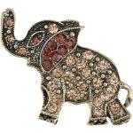 Broches bronze en cristal à strass à motif éléphants en strass look fashion pour femme 