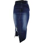 Minijupes en jean bleu marine en cuir longues Taille 4 XL look fashion pour femme en promo 