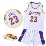 Maillots sport blancs en jersey enfant Lakers respirants look fashion 