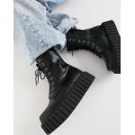 Creepers Lamoda noires à talons chunky à bouts ronds look casual 