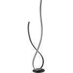 Lampadaire lampadaire moderne interrupteur à pied noir lampe de salon design forme courbée, métal acrylique, LED 36 watts 1160lm blanc chaud, H 140 cm