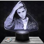 Lampe de chevet, Veilleuse Tactile Chanteur J.Bieber Lampe 3D LED illusion, Idée cadeau Noël anniversaire garçon et fille Lampe de nuit chambre d'enfant ou adulte TOP