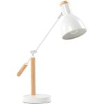 Lampe de Table ou Bureau Blanche en Bois et Métal Bras et Abat-Jour Réglables E27 Max 25W Éclairage Design pour Chambre Scandinave Beliani