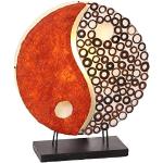 Ying Yang Lampe décorative ronde en matériau naturel 30 cm de diamètre Lampe d'ambiance Petite lampe de table