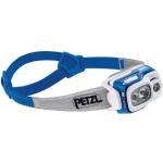 Lampes frontales rechargeables Petzl bleues en promo 