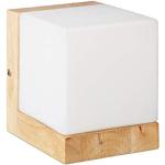 Lampe Murale Cube 1 Ampoule Applique Murale Verre Opale Design Retro E27 Bois Hxlxp: 15x12x15 cm, Blanc/Nature