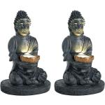 Lampes Globo gris argenté en plastique à motif Bouddha 
