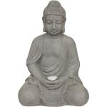 Statuettes en bois Atmosphera gris ardoise en manguier à motif Bouddha de 43 cm 