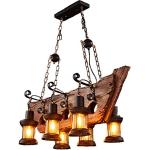 Lustres à LED marron en bois à motif bateaux rustiques 