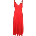 Robes de cocktail de créateur Lanvin rouges en viscose mi-longues sans manches à col en V Taille XS pour femme 