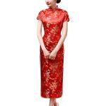 Robes de cocktail de mariée rouges à manches courtes Taille L look asiatique pour femme 