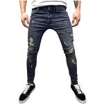 Jeans droits bleu marine patchwork en toile Taille XL look Skater en promo 