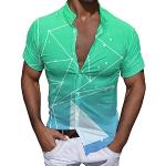 Chemises vertes à effet léopard en flanelle à motif papillons sans repassage à manches longues à col rond Taille XXL look casual pour homme 
