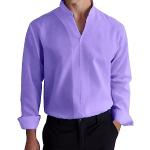 Chemises violettes à effet léopard en flanelle à motif papillons sans repassage à manches longues col cassé Taille XL look fashion pour homme en promo 